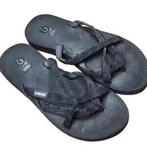 TEVA WOMEN'S BLACK MUSH STRAPPY FLIP FLOP 6840 SZ 6